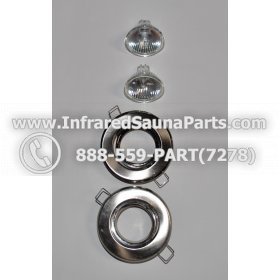 COMPLETE LIGHT ASSEMBLY 220V / 240V - COMPLETE LIGHT ASSEMBLY 2 HOUSING IN SILVER FINISH WITH 2 BULBS 220V / 240V 1