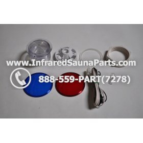 COMPLETE LIGHT ASSEMBLY 12V - COMPLETE LIGHT ASSEMBLY WITH BULB + RED AND BLUE COVER 12V 3